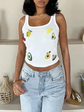 Patchwork Sequins White Tank Top